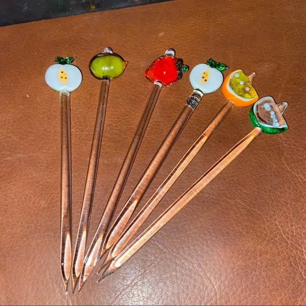 Various Glass drink stirrers and spears 10 Vintage - excellent condition